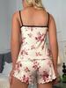 Shein Floral Print Milk Silk Women's Pajamas Set - Camisole & Shorts