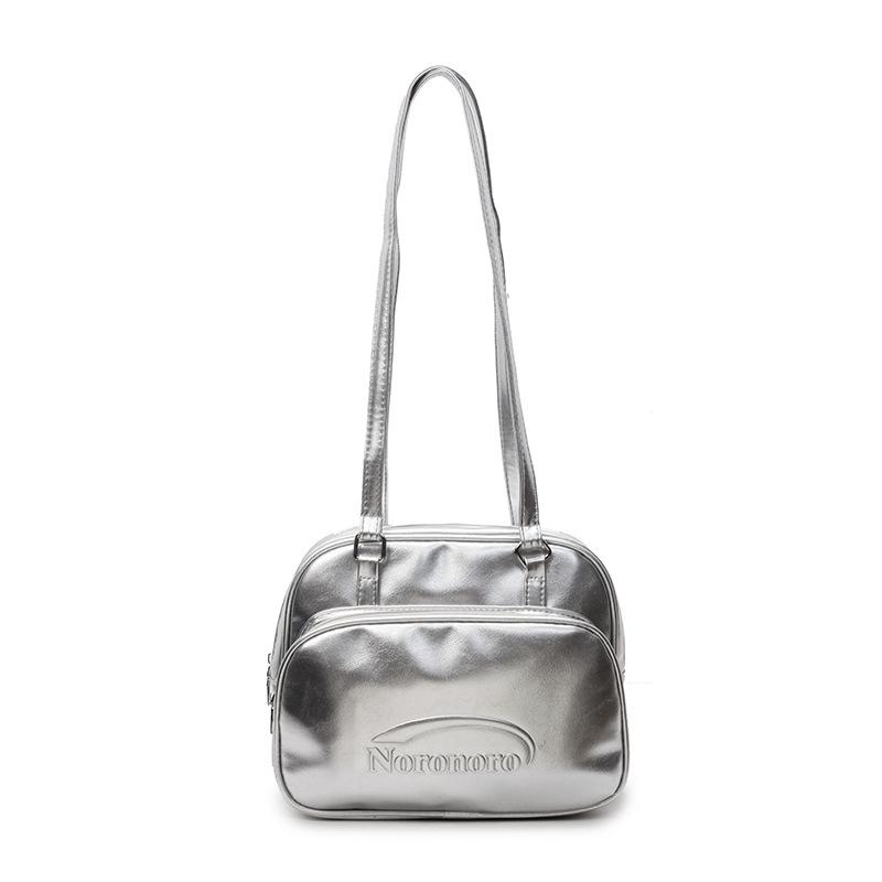 

Женский рюкзак Новый большой вместимости Рюкзак для студенток Сумка через плечо Подмышечная сумка серебряный