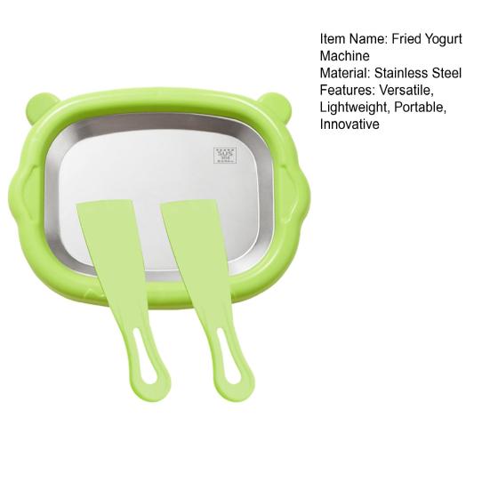 Fried Yogurt Machine Portable Home Ice Cream Roll Maker Stainless Steel Freezing Tray with 2 Spatulas BPA-Free Ice Cream Roll