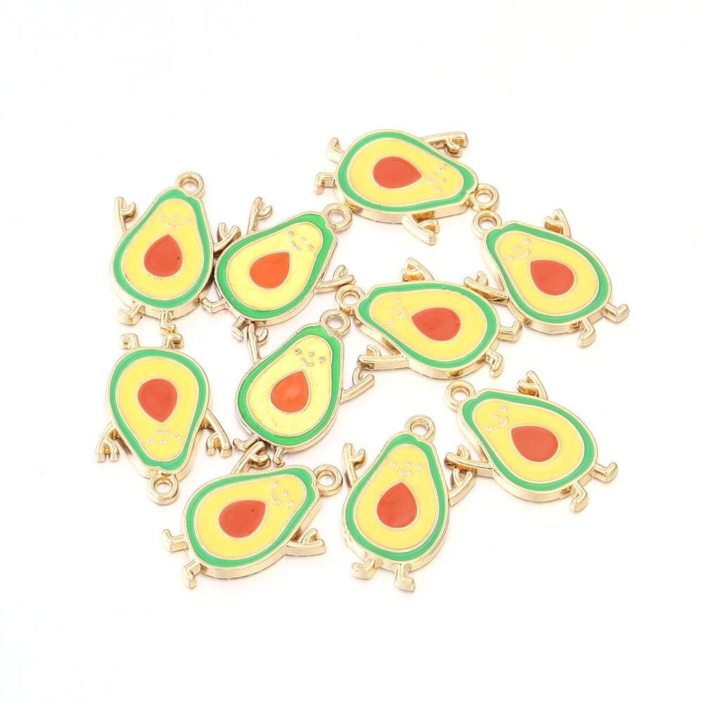 10Pcs/lot Fruit Series Alloy Charms Pendant Avocado Strawberry Shape Fashion Pendant DIY Earrings Necklaces Jewelry Accessories
