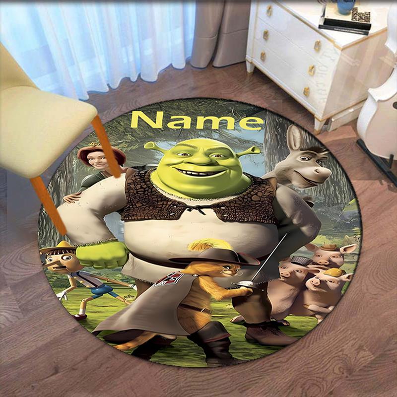Benutzerdefinierter Name Shrek Aufdruck Runder Teppich Teppich Stuhlteppich Bereichsteppich Eingang Fußmatten, für Bürostuhl Wohnzimmer Schlafzimmer Küche.