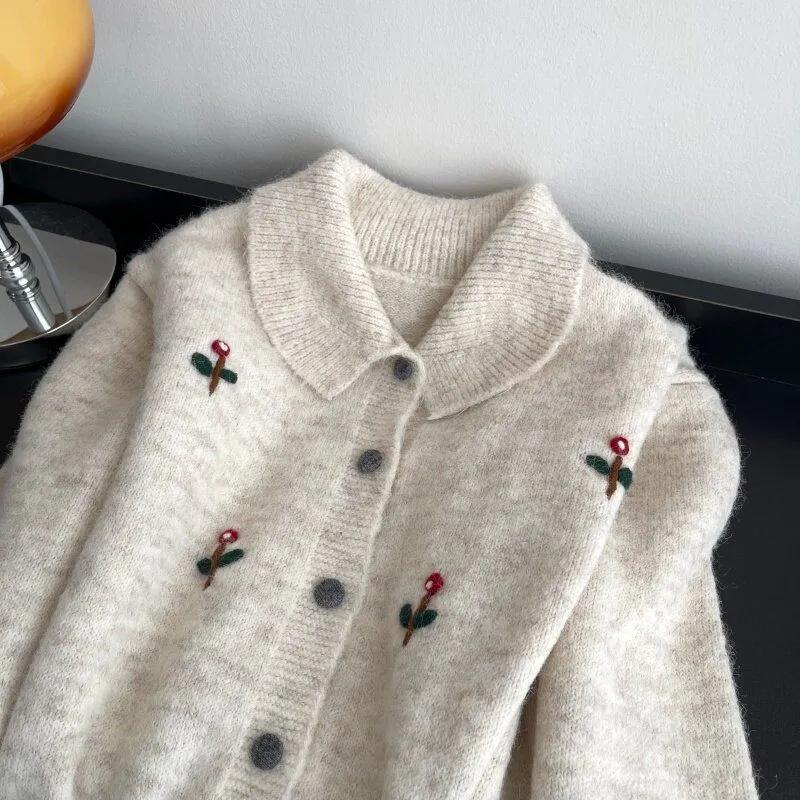 Sweaters Coat Cardigan for Women Winter Oversize Fleece Thickened Solid Color Loose Long Sleeve Knit Sweaters Coat