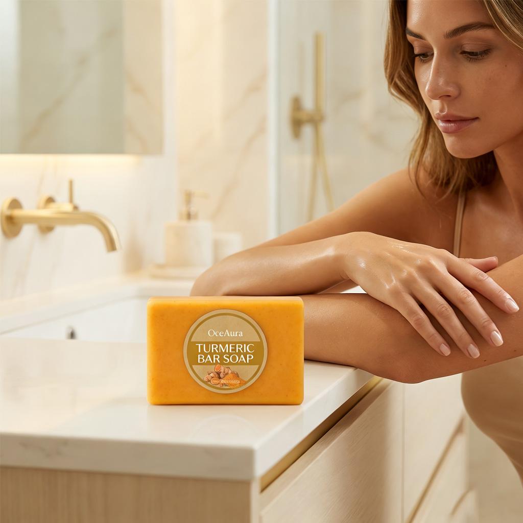 Natural Turmeric Bath Soap for Face, Body, Hands, Lightening, Cleaning, Even Skin Tone, Anti Dark Spots and Acne Body Skin Care 100g