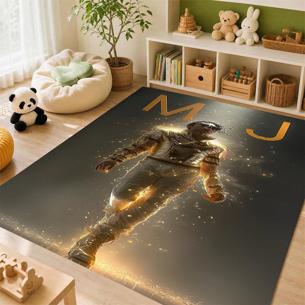 Michael Jackson Portrait Signature Printed Rug Absorbent Nonslip Carpet For Hallway Balcony Study Home Party Decor Halloween Gift
