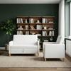 Storage Sofa Set 2 pcs White Polyester