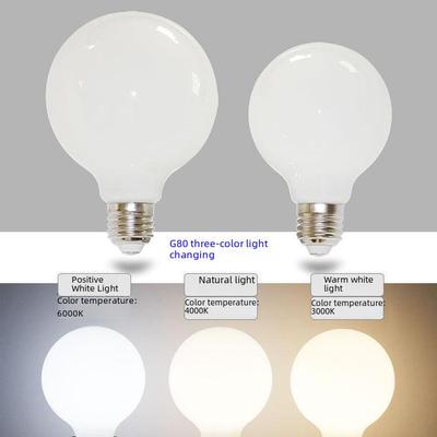 LED Milchweiße Drachenkugel-Glühbirne - G45 G80 G95 Dreifarbwechselnd Transparent Runde Glühbirne