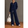 Damen Zweiteiliges Set Langarm-Sweatshirt und Weite Hosen Einfarbig Lässig