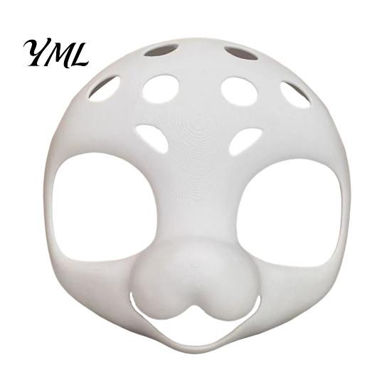 Unpainted Fursuit Mask Head Base Mask, DIY 3D Furry Animal White Therian for Halloween Cosplay Costume, Accessory