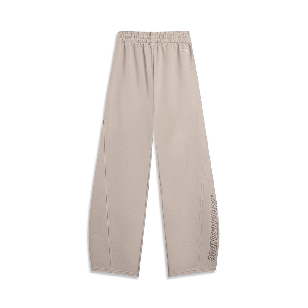 Li Ning CF Suo Solid Color Casual Straight Loose Knit Sports Pants Women bottoms AKLU726-1