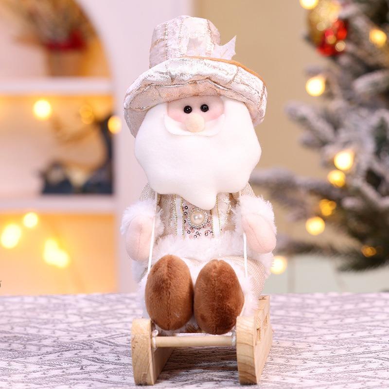 New Christmas decorations Christmas creative champagne sleigh old man snowman tabletop doll ornament sitting doll
