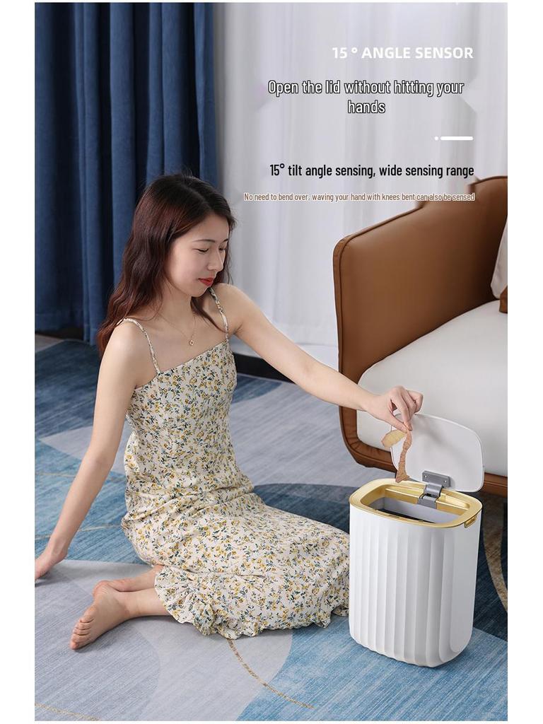 Jieanhui Automatic Smart Sensor Trash Can with Lid - Waterproof for Kitchen, Bathroom, or Living Room