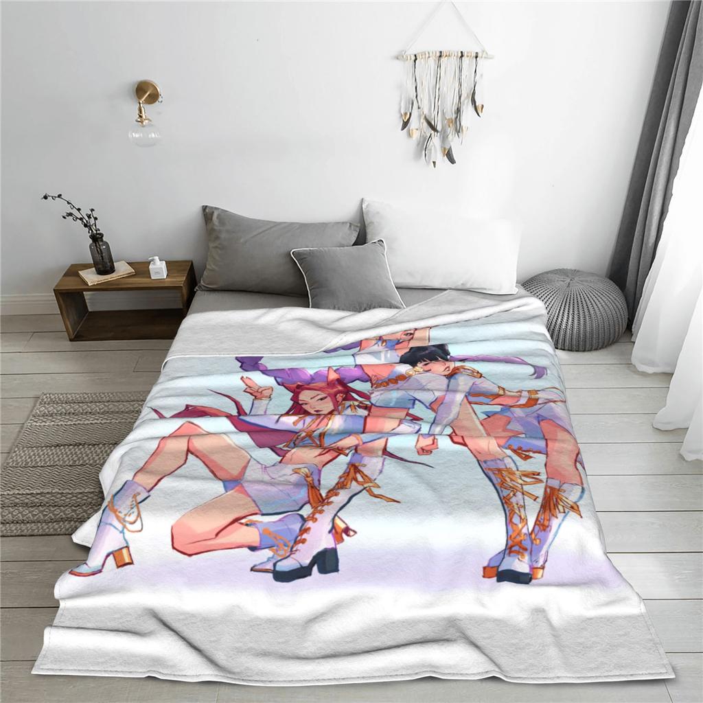 kpop Demon Hunters Huntrix Blanket Super Warm Street Trend Plush Bedding Throws For Students Bedroom Flannel Bedspread Cover