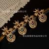Vintage Palace Style Retro Gold Inlaid Heavy Duty Earrings With High Luxury Light Gorgeous