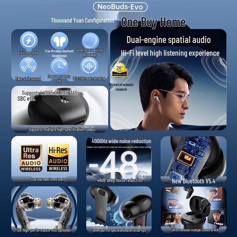 

EDIFIER NeoBuds Evo True Wireless Noise-Cancelling Earbuds