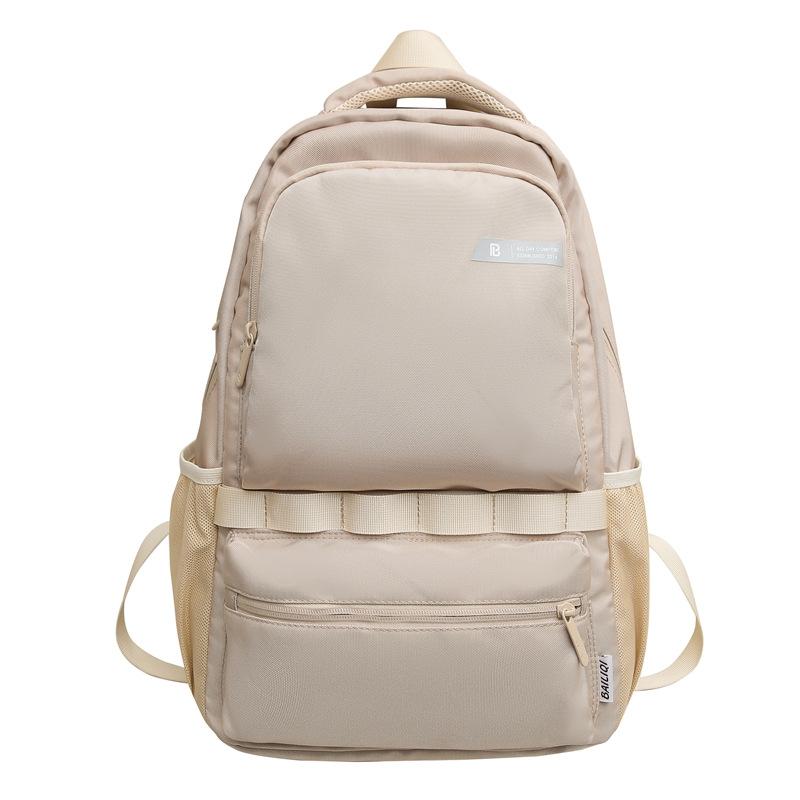 Men Solid Color Backpack Large Capacity Computer Bag Travel Couple Backpack Student Schoolbag