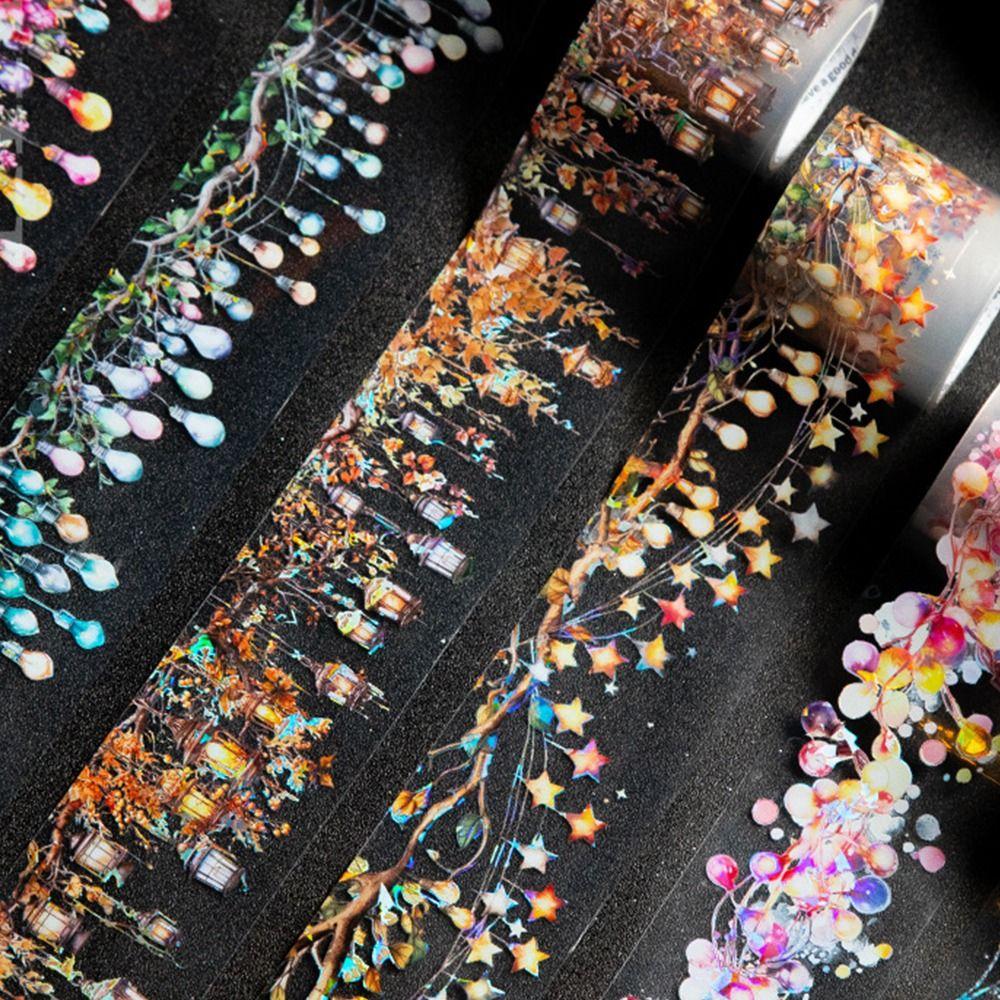 200cm/roll Journal Tapes PET Shell Glow Ornament Dairy Collage Stationer Multicolor Accessories Lamplight Decorative Tape