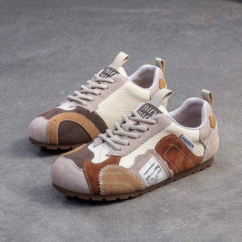 

Johnature Контрастные повседневные туфли на плоской подошве, удобные, легкие, с мягкой подошвой, в стиле ретро для женщин 40 кофейный