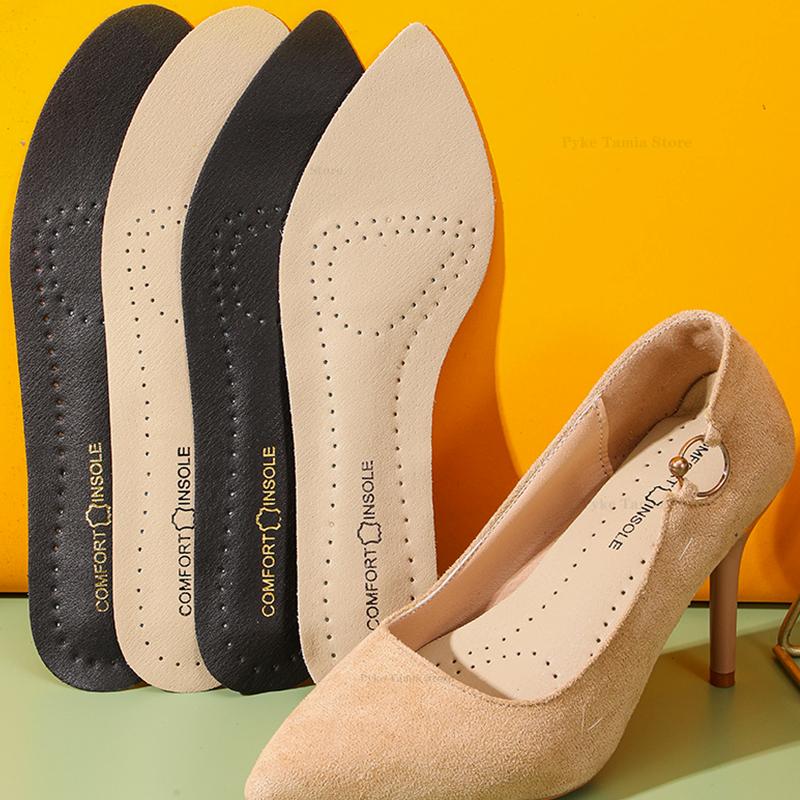 Women's Leather Insoles High-heel Self-adhesive Non-slip Shoes Pads Breathable Sweat Soft Feets Sole Stickers Orthotics Inserts