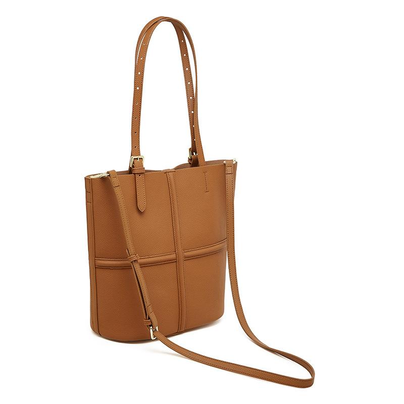 First Layer Cowhide Single Shoulder Mother Child Bag Can Be Slanted. New Genuine Leather Retro Commuter Light Luxury Tote Women's Bag