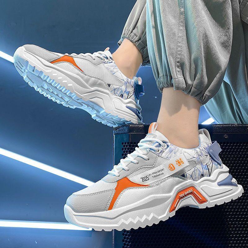 New Breathable Mesh Sports Shoes for Men, Fashionable White Shoes, High Top Men's Running Casual Shoes