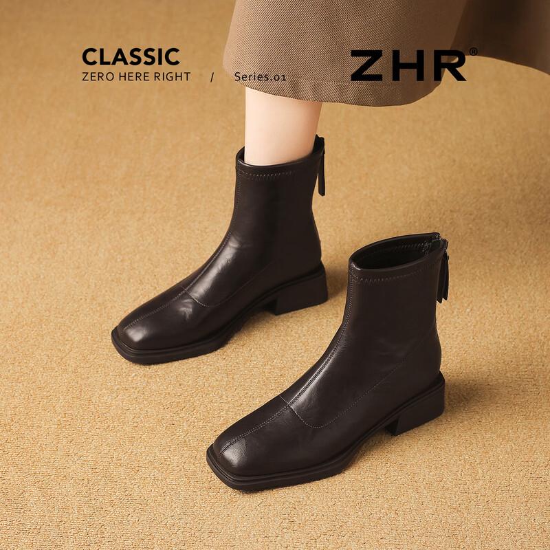ZHR Women s Plush Lined Chunky Heel Ankle Boots 36