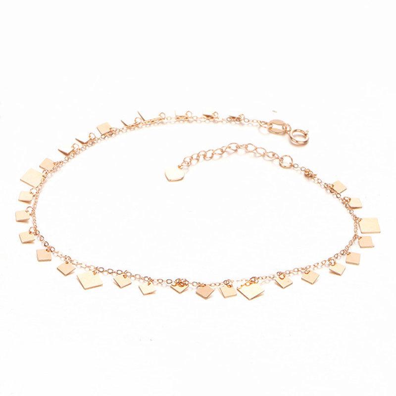 

Браслет на ногу «Звездное небо» из русского пурпурного золота с блестящими пайетками для женщин - с покрытием из розового золота 21+3CM Adjustable Chain