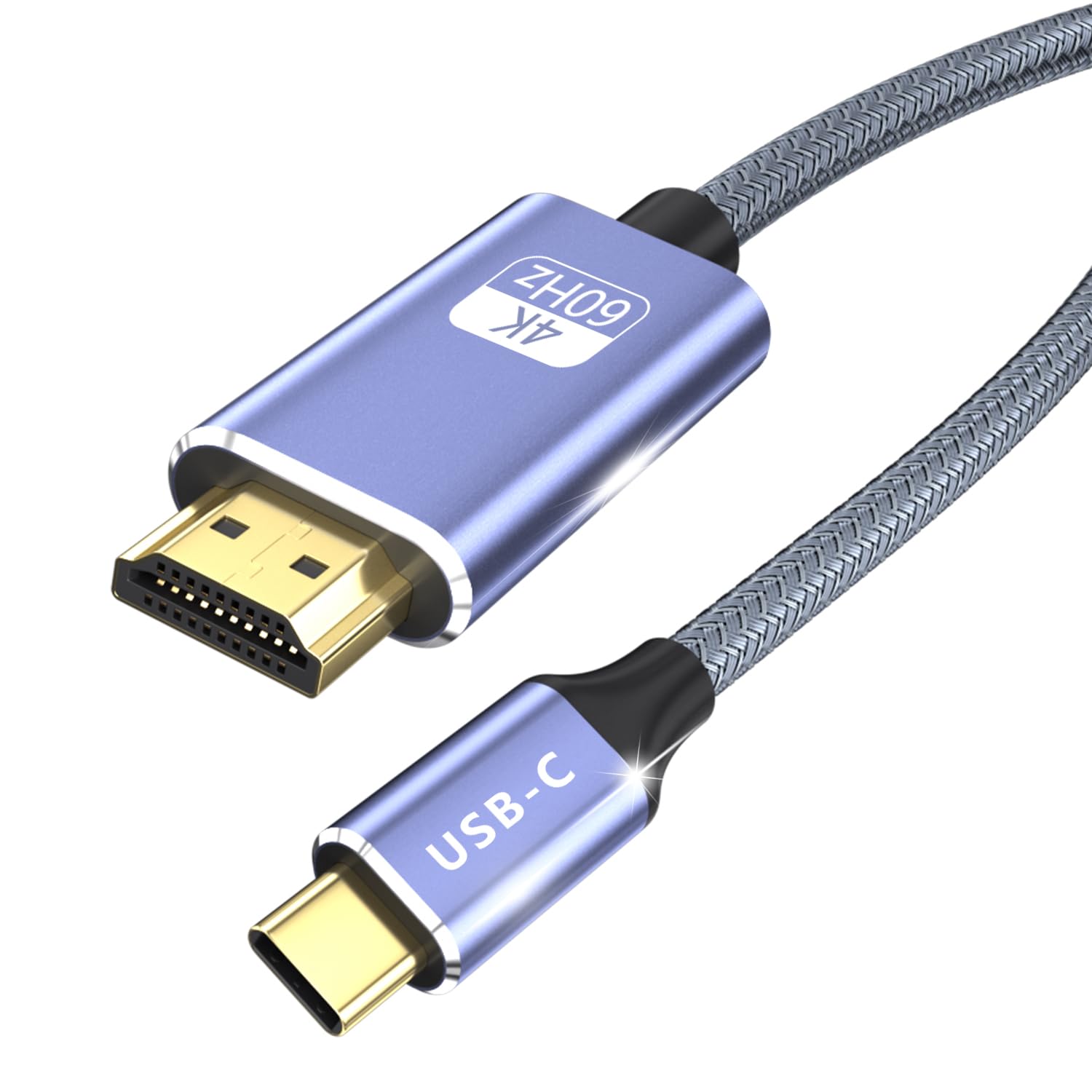 

HDMI Type C Video USB to HDMI Compatible with iPhone Galaxy and Android Thunderbolt 3 Nylon Braided Converter Adapter for Laptops and Tablets Cable,