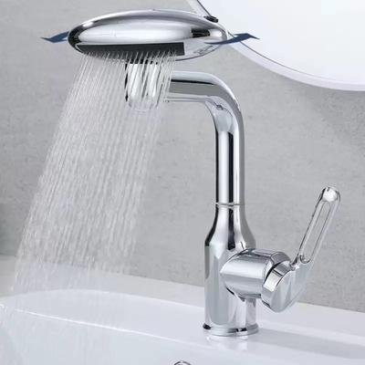 Household Bathroom Faucet Spaceship Design 4 Mode Waterfall Hot Cold Stainless Steel Tap