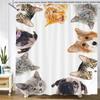 Cute Cat Dog Funny Shower Bathroom Curtain Waterproof Toilet Door Curtains Animal Cartoon White Fabric Bath Curtain Home Decor