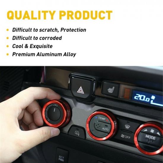 

For Toyota 16-20 Tacoma Knob Aluminum Cover Ring Trim Red Car New Accessories EV