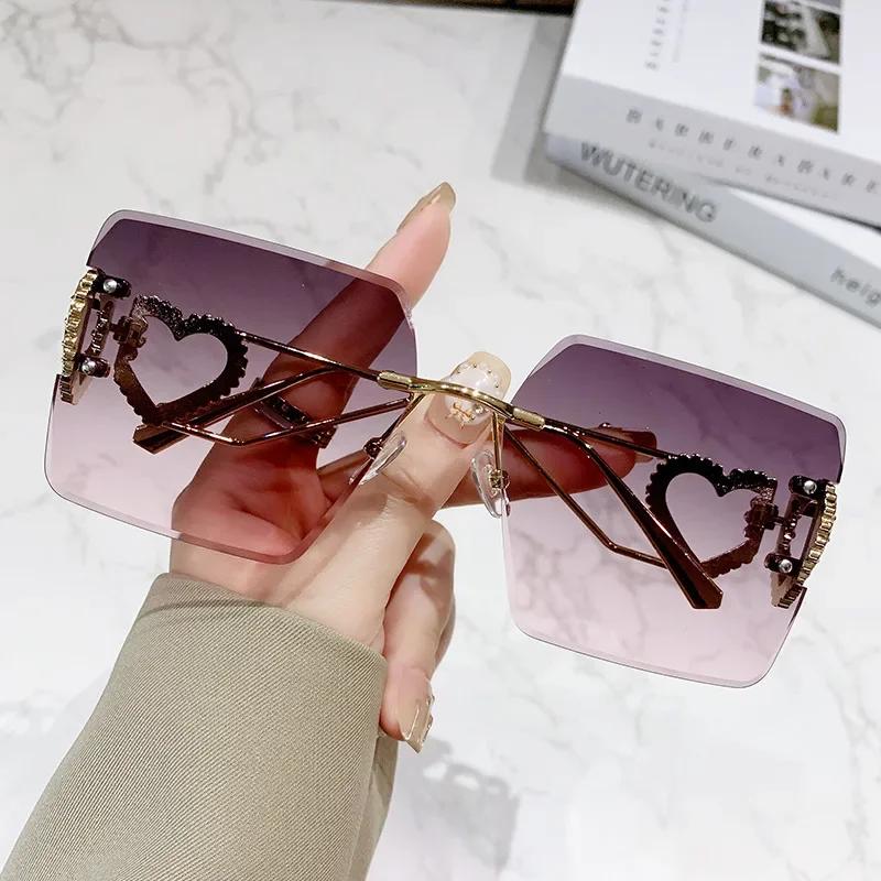 Unisex Rimless Square Sunglasses Women Men Designer Brand Sun Glasses Female Male Colorful Metal Mirror