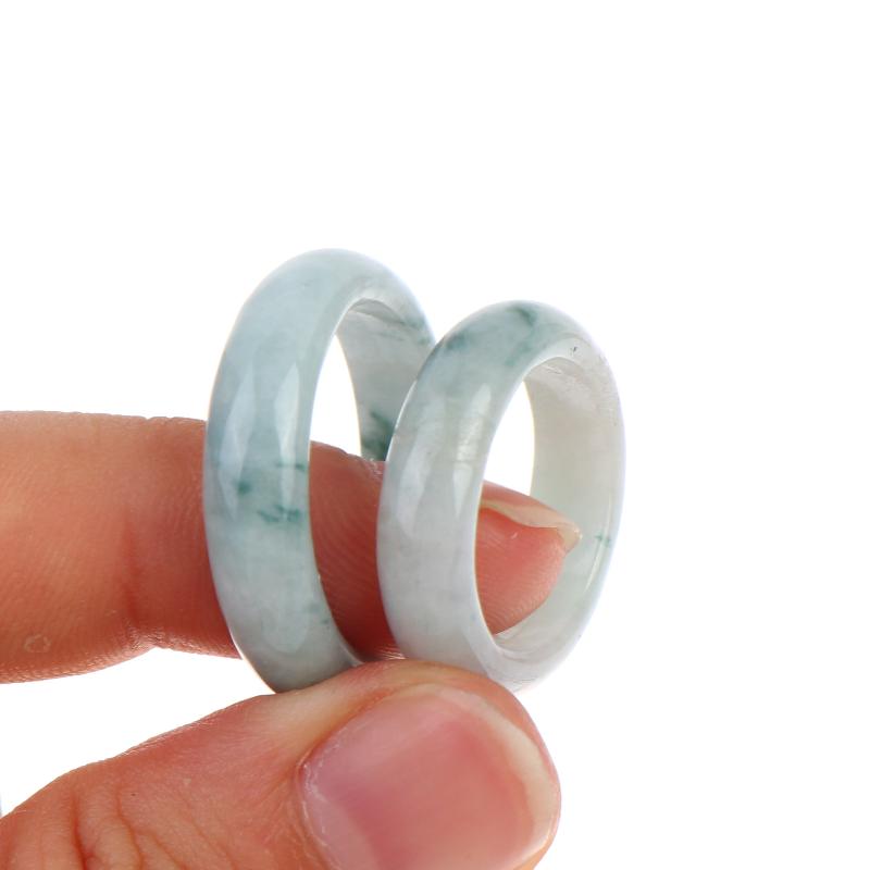1 Pcs A Grade Jadeite Ring For Men And Women White Ice Type Finger Ring Simple Style Unisex Ring