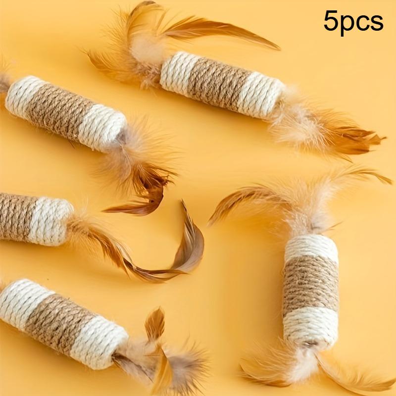 5pcs Cat toys for indoor cats, Sisal Cat Toy, Cat sisal chew toy,Cat toy interactive,Cat Toy Set with Sisal & artificial feather