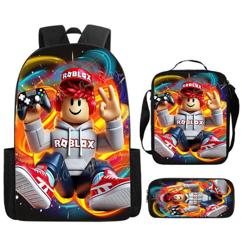 ROBLOX Themed Kids Backpack School Lightweight Durable Oxford Fabric Bag With Padded Straps Cartoon Print Grades 1-9
