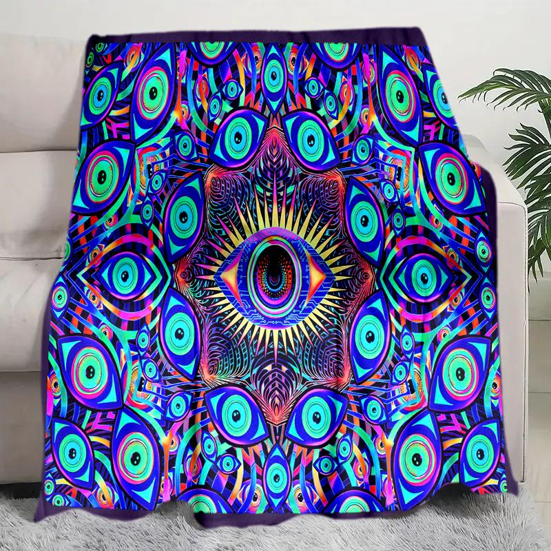 1PC All-Seeing Eye theme printed blanket, all season lightweight home office outdoor nap multifunctional blanket A9