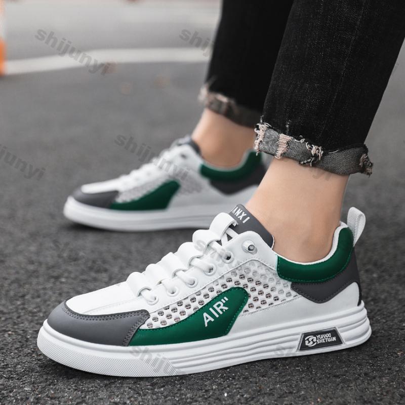 Fashion Men Shoes 2025 Summer New Fashion Breathable Mesh Hollow Non Slip Sneakers Comfortable Soft Sole Lightweight Sewing Casual Shoes