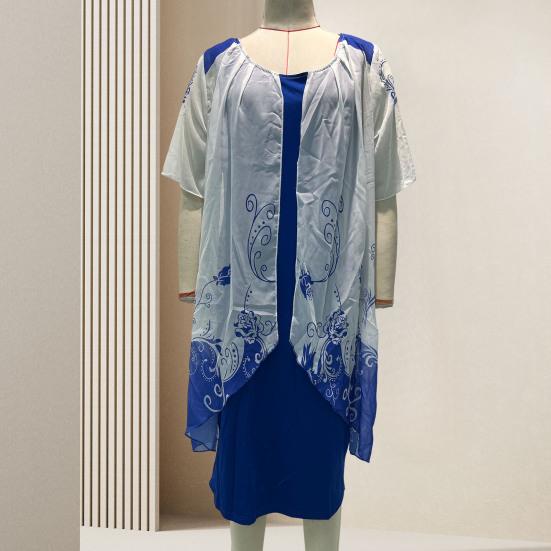 Vestido de capa de talla grande para mujer con sobrecapa de gasa floral, vestido formal bodycon lápiz midi para boda, fiesta de cóctel, trabajo