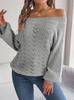 Real Shot 2025 Autumn/Winter Off-Shoulder Lantern Sleeve Sweater - Women's Solid Color Casual Wear