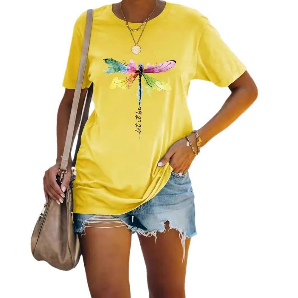 Women's Short Sleeved Dragonfly Top Women's Short Sleeved Summer T-shirt