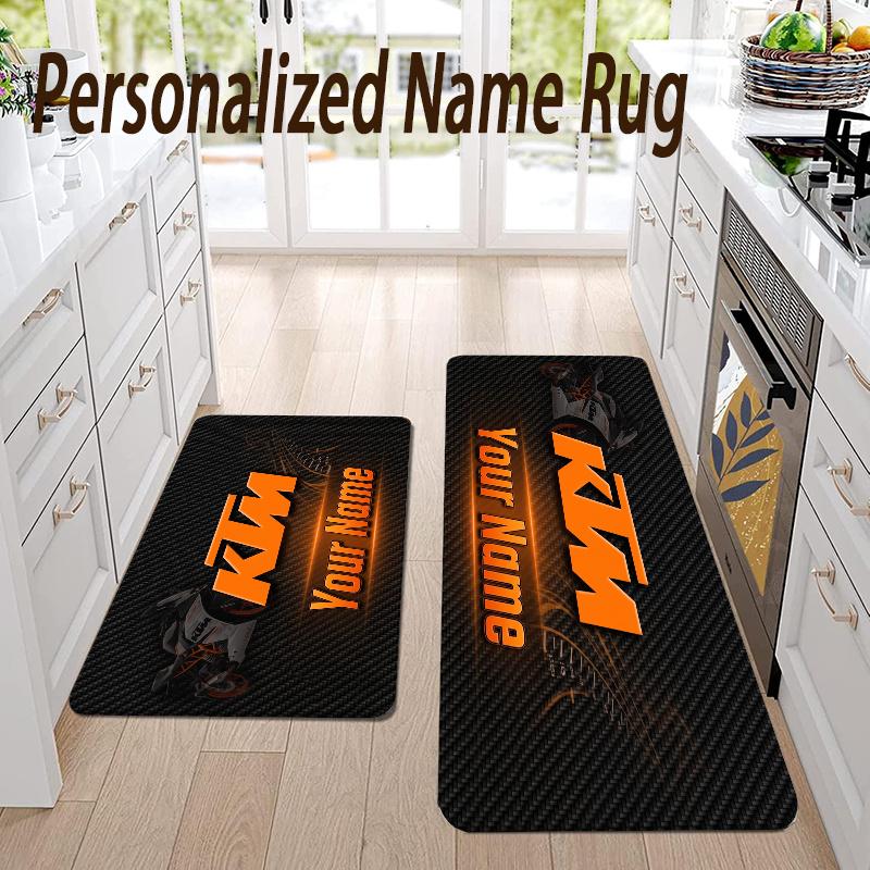 Custom Name KTM Flannel Area Rug Kitchen Floor Mat Personalized Home Decoration
