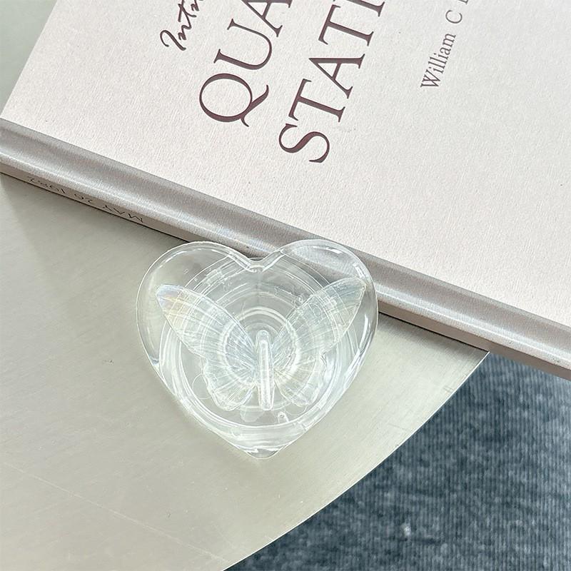 

Transparent Mobile Phone Airbag Holder Adhesive Love Bow Air Cushion Extendable Desktop Support Frame Lazy Ring