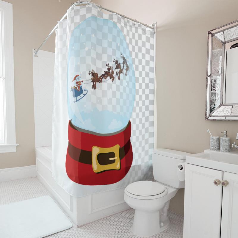 TU Christmas Shower Curtain Santa Claus Reindeer Festive Holiday Bathroom Decor Set Waterproof XMAS Holiday Home Decor Festive W