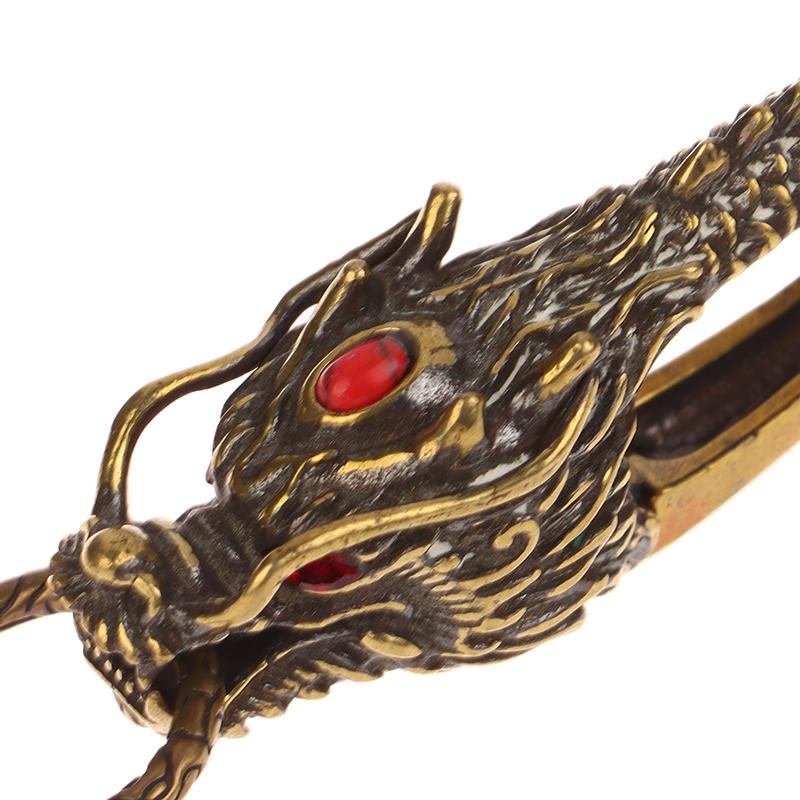Pure Brass Red Eyes Dragon Head Keyrings Zodiac Dragon Keychain Vintage Muži Přezka v pase Přívěsek na klíče od auta Přívěsek na klíče Dárky Řemesla