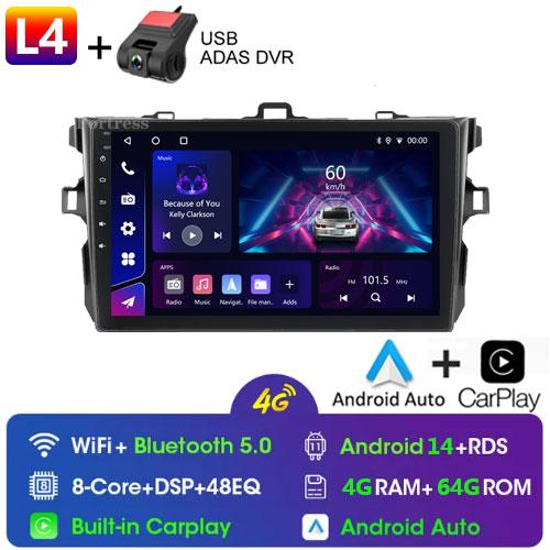 9" Android14Car Stereo Radio for Toyota Corolla E140/150 2007 2008 2009 2010 2011 2012 2013 Multimedia Player 2 Din DVD Speaker