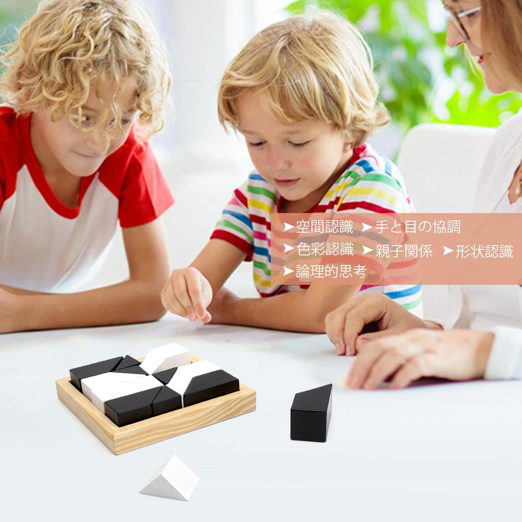 LATTCURE Block Toy, Educational Toy, Brain Training, Hiding Blocks, Puzzle, Observation Skills, Thinking Skills, 40 Question Cards, Total of 80