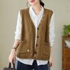 Spring/Summer New Retro Sleeveless Knitted Vest for Women with V-neck Hollow Knitted Cardigan Tank Top