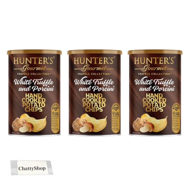 

[Set of 3] Hunters potato chips white truffle & porcini flavor 150g big can with original towel
