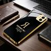 Pokovený skleněný kryt na telefon s designem písmena "R" zlatý rámeček Pro iPhone 17 Air 16 Pro 15 Pro Max 14 Plus ochrana proti pádu