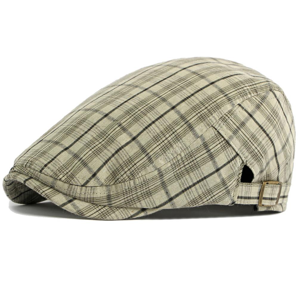 HT5072 Beret 2026 New Spring Summer Ivy Flat Cap Male Female Retro Artist Painter Plaid Beret Hat Adjustable Men Women Beret Cap