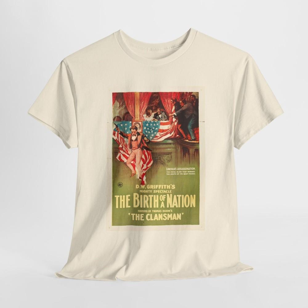 Vintage 1915 Movie Poster Reprint T-Shirt Featuring The Birth of a Nation Film.